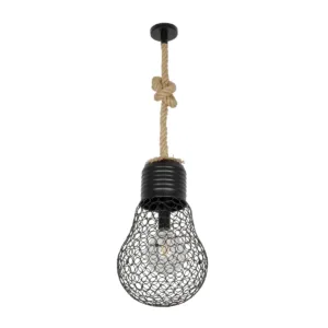 GLOBOSTAR® URBAN 999-0192 Vintage Κρεμαστό Φωτιστικό Οροφής με Ντουί 1 x E27 AC 220-240V IP20 - Μαύρο & Μπεζ - Μ28 x Π28 x Υ80cm