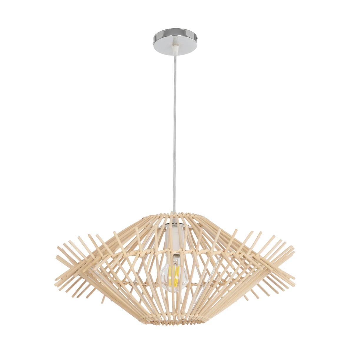GLOBOSTAR® SASSO 999-0201 Boho Κρεμαστό Φωτιστικό Οροφής με Ντουί 1 x E27 AC 220-240V IP20 - Μπεζ - Μ50 x Π50 x Y23cm - Image 3