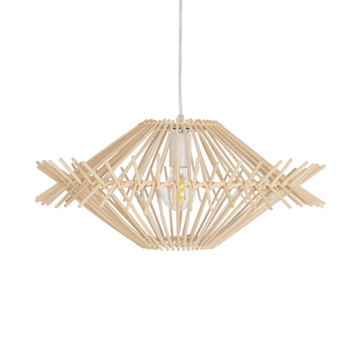 GLOBOSTAR® SASSO 999-0201 Boho Κρεμαστό Φωτιστικό Οροφής με Ντουί 1 x E27 AC 220-240V IP20 - Μπεζ - Μ50 x Π50 x Y23cm - Image 4