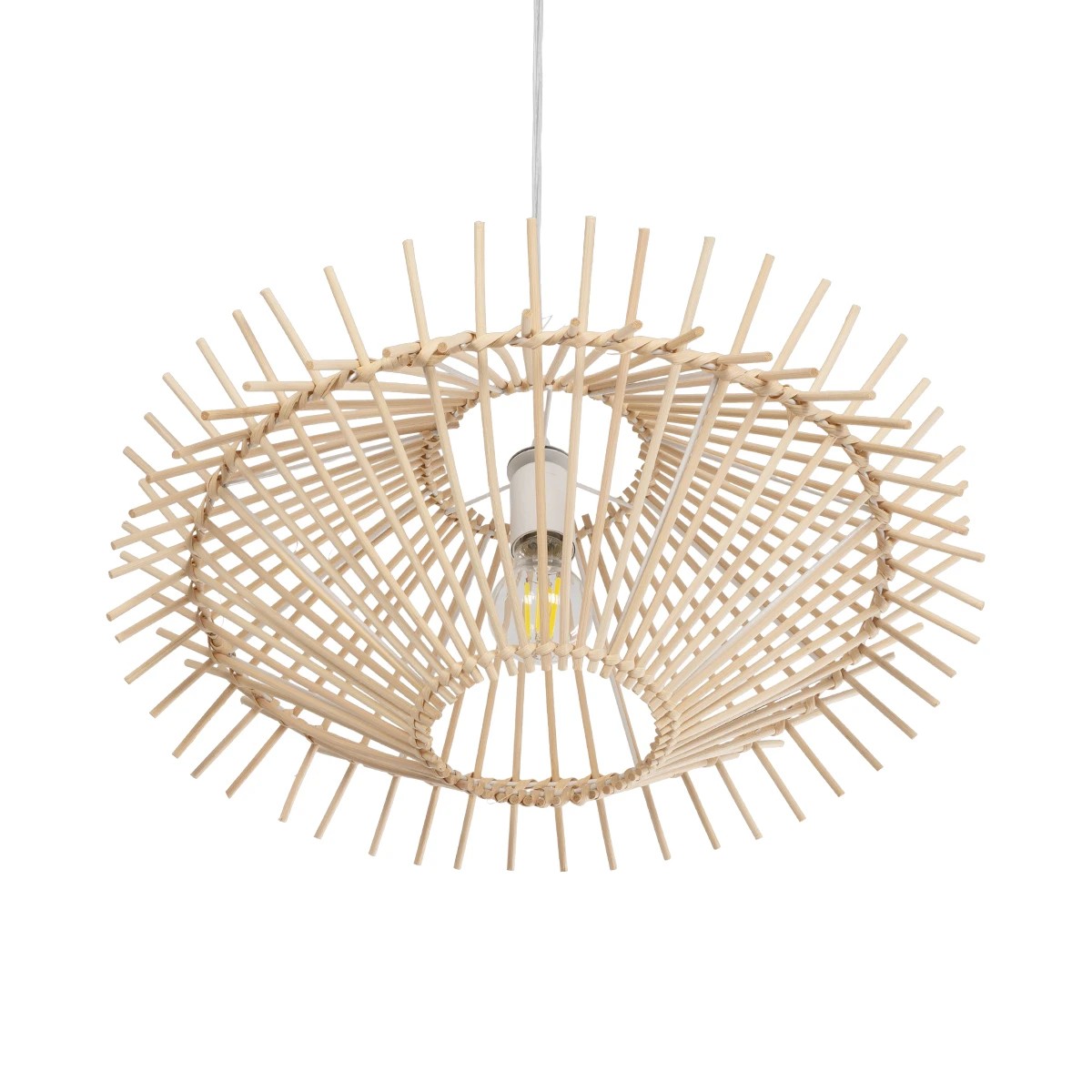 GLOBOSTAR® SASSO 999-0201 Boho Κρεμαστό Φωτιστικό Οροφής με Ντουί 1 x E27 AC 220-240V IP20 - Μπεζ - Μ50 x Π50 x Y23cm - Image 5