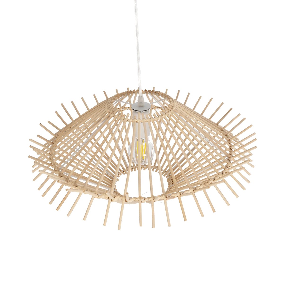 GLOBOSTAR® SASSO 999-0201 Boho Κρεμαστό Φωτιστικό Οροφής με Ντουί 1 x E27 AC 220-240V IP20 - Μπεζ - Μ50 x Π50 x Y23cm - Image 6