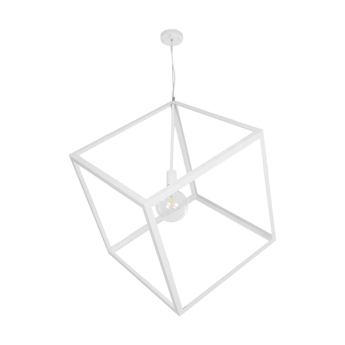 GLOBOSTAR® CUBE 999-0217 Μοντέρνο Κρεμαστό Φωτιστικό Οροφής με Ντουί 1 x E27 AC 220-240V IP20 - Λευκό - Μ70 x Π70 x Y87cm - Image 3