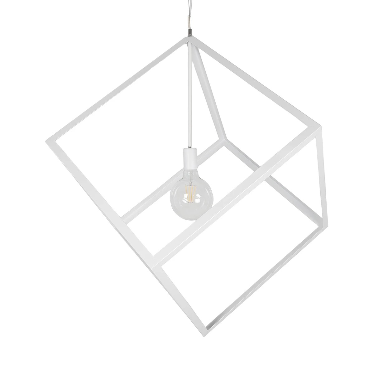 GLOBOSTAR® CUBE 999-0217 Μοντέρνο Κρεμαστό Φωτιστικό Οροφής με Ντουί 1 x E27 AC 220-240V IP20 - Λευκό - Μ70 x Π70 x Y87cm - Image 4
