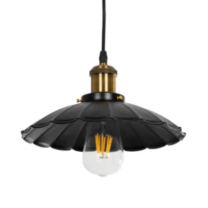 GLOBOSTAR® MARGI 999-0229 Vintage Κρεμαστό Φωτιστικό Οροφής με Ντουί 1 x E27 AC 220-240V IP20 - Μαύρο & Χρυσό - Μ26 x Π26 x Υ14cm