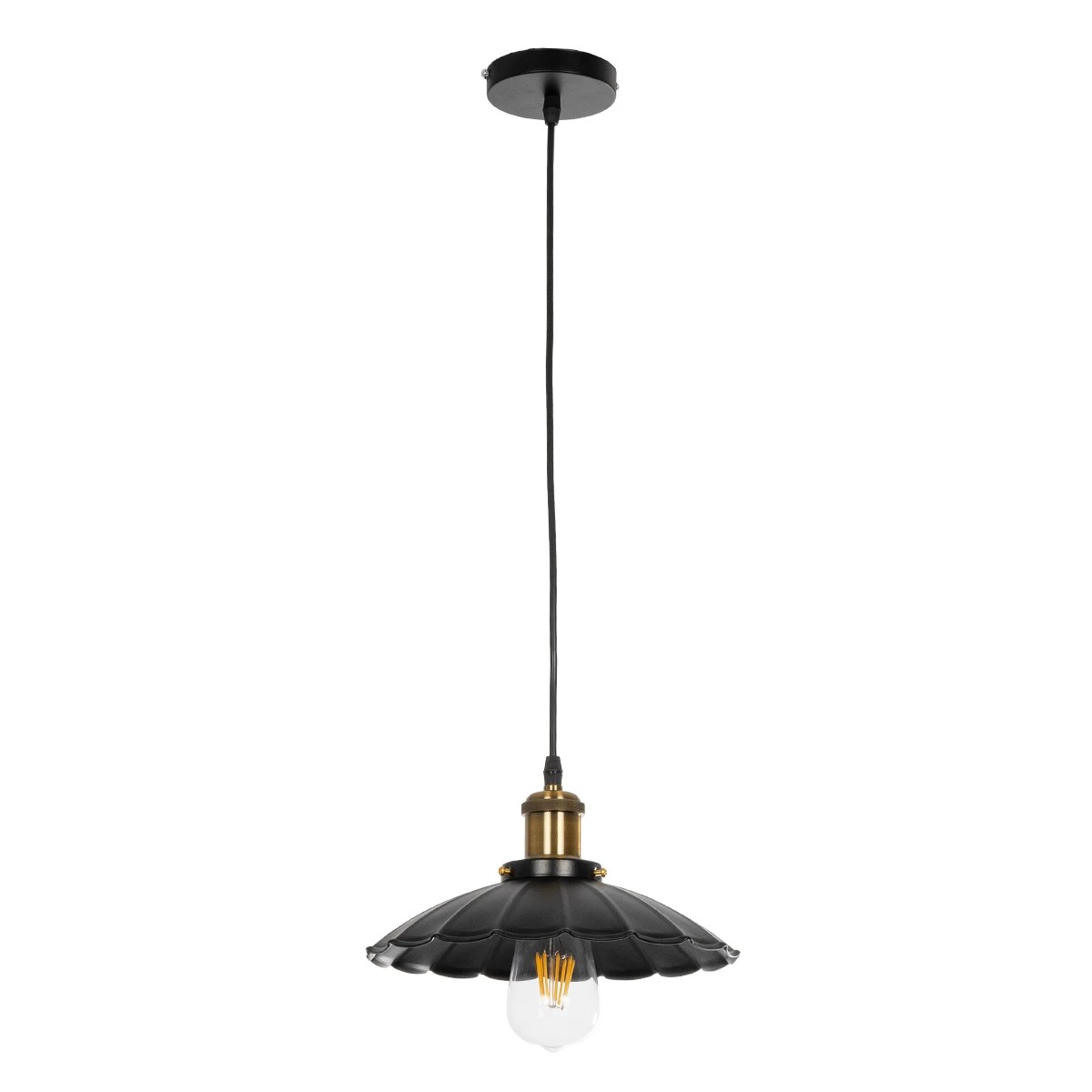 GLOBOSTAR® MARGI 999-0229 Vintage Κρεμαστό Φωτιστικό Οροφής με Ντουί 1 x E27 AC 220-240V IP20 - Μαύρο & Χρυσό - Μ26 x Π26 x Υ14cm - Image 3