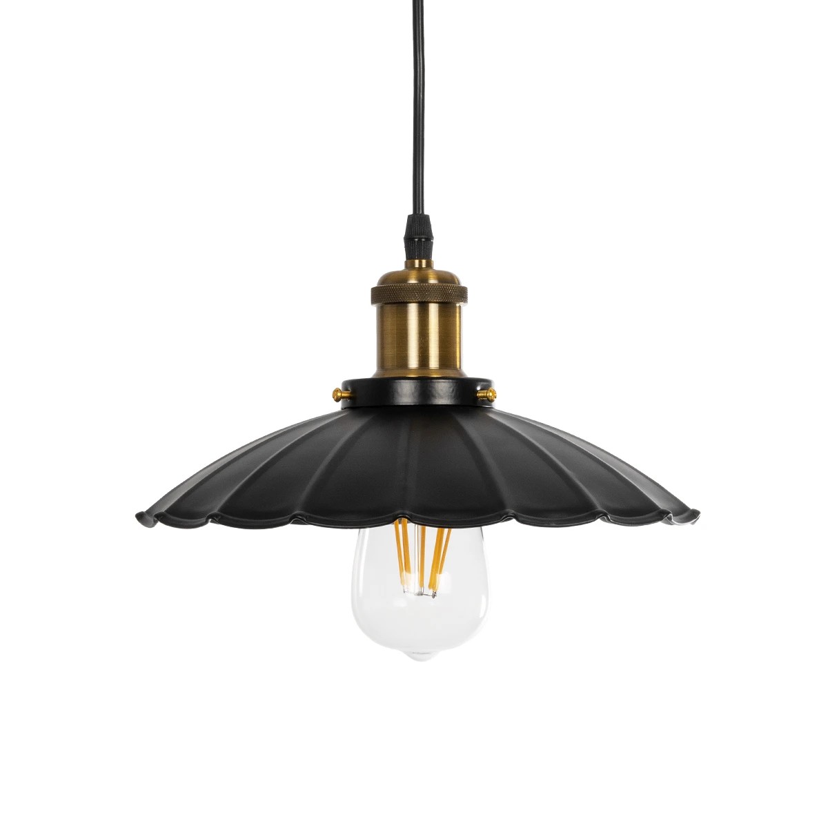 GLOBOSTAR® MARGI 999-0229 Vintage Κρεμαστό Φωτιστικό Οροφής με Ντουί 1 x E27 AC 220-240V IP20 - Μαύρο & Χρυσό - Μ26 x Π26 x Υ14cm - Image 4