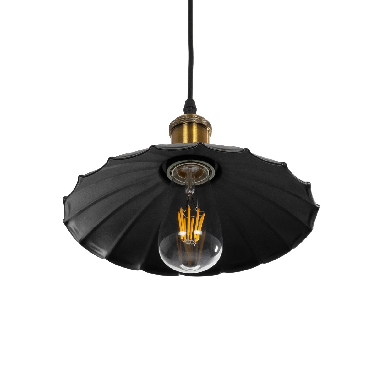 GLOBOSTAR® MARGI 999-0229 Vintage Κρεμαστό Φωτιστικό Οροφής με Ντουί 1 x E27 AC 220-240V IP20 - Μαύρο & Χρυσό - Μ26 x Π26 x Υ14cm - Image 5