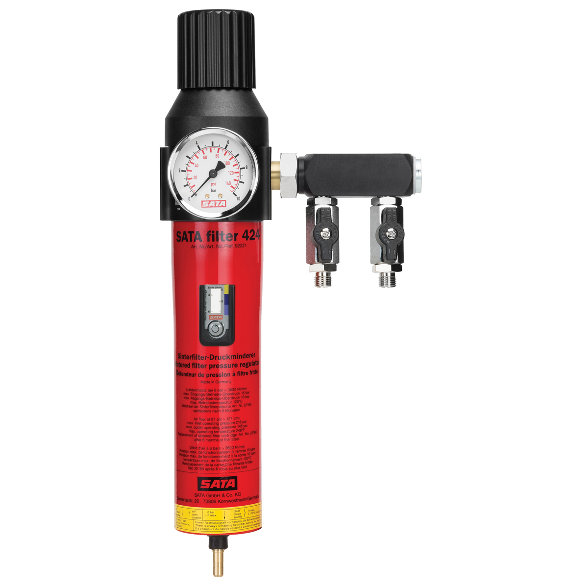 92221 SATA FILTER 424 - ΦΙΛΤΡΟ ΑΕΡΟΣ 1ΟΥ ΣΤΑΔΙΟΥ, ΜΕ ΔΥΟ ΕΞΟΔΟΥΣ ΑΡΣ. (1/4)