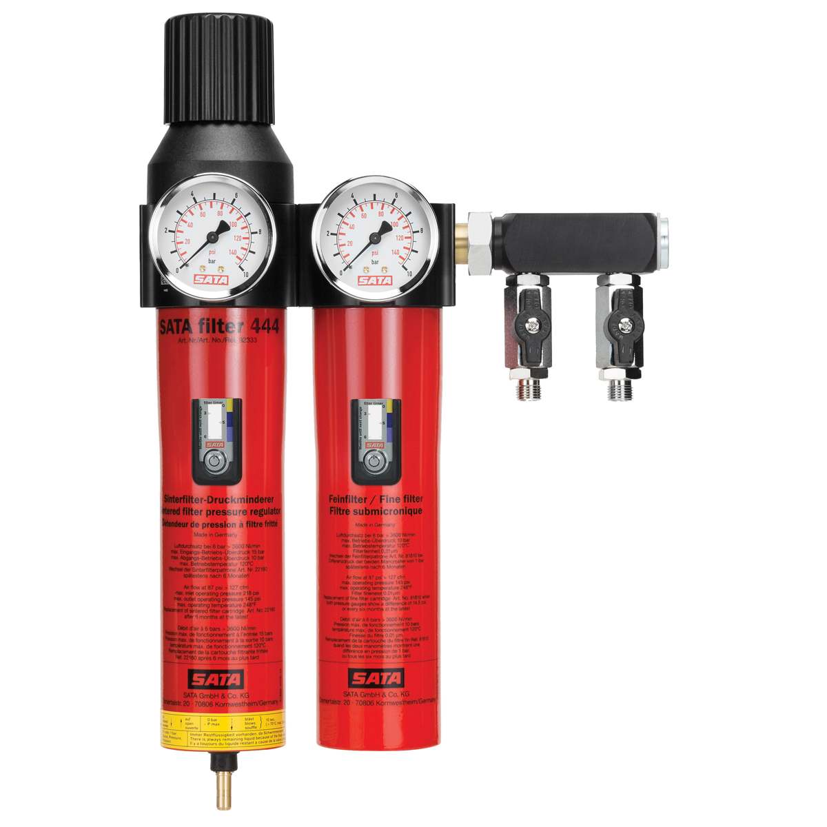 92296 SATA FILTER 444 - ΦΙΛΤΡΟ ΑΕΡΟΣ 2 ΣΤΑΔΙΩΝ ΜΕ ΔΥΟ ΕΞΟΔΟΥΣ ΑΡΣ. (1/4)