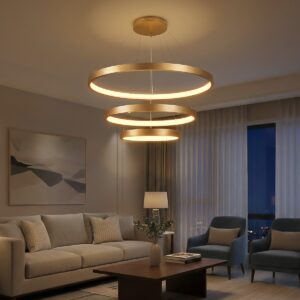 kelvo® NEMESIS KLV-101-0222 Κρεμαστό Φωτιστικό Οροφής LED 120W 12000lm 180° AC 220-240V IP20 Ρυθμιζόμενο Λευκό CCT με Χειριστήριο από 2700K έως 6000K Dimmable - Lumileds SMD Chip - Χρυσό Πλατίνα - Μ80 x Π80 x Υ80cm - 3 Χρόνια Εγγύηση