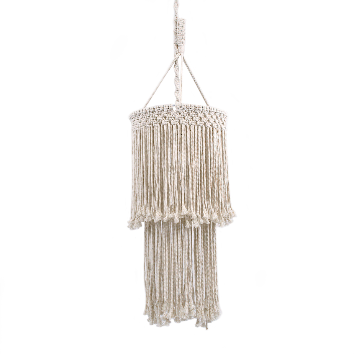 GLOBOSTAR® ZAMBIA 36208 Boho Κρεμαστό Φωτιστικό Οροφής με Ντουί 1 x E27 AC 220-240V IP20 - Μπεζ - Μ30 x Π30 x Υ60cm - Image 2
