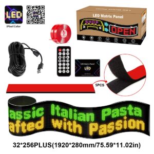 GLOBOSTAR® MATRIX GLB-106-0013 Εύκαμπτη Κυλιόμενη Ψηφιακή Επιγραφή 192x28cm P7 256x32 Pixel LED 40W AC 220-240V Αδιάβροχο IP65 Πολύχρωμο RGB - Bluetooth Control μέσω iPIXEL APP - Μ192 x Π0.4 x Υ28cm - 2 Χρόνια Εγγύηση