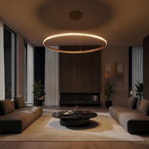 kelvo® DIAMOND KLV-101-0232 Κρεμαστό Φωτιστικό Οροφής LED 67W 6700lm 180° AC 220-240V IP20 Ρυθμιζόμενο Λευκό CCT με Χειριστήριο από 2700K έως 6000K Dimmable - Lumileds SMD Chip - Χρυσό Πλατίνα - Μ80 x Π80 x Υ3cm - 3 Χρόνια Εγγύηση