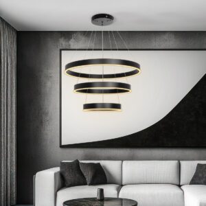 kelvo® VENOM KLV-101-0199 Κρεμαστό Φωτιστικό Οροφής LED 120W 12000lm 120° AC 220-240V IP20 Ρυθμιζόμενο Λευκό CCT με Χειριστήριο από 2700K έως 6000K Dimmable - Lumileds SMD Chip - Μαύρο Ματ - Μ80 x Π80 x Υ80cm - 3 Χρόνια Εγγύηση