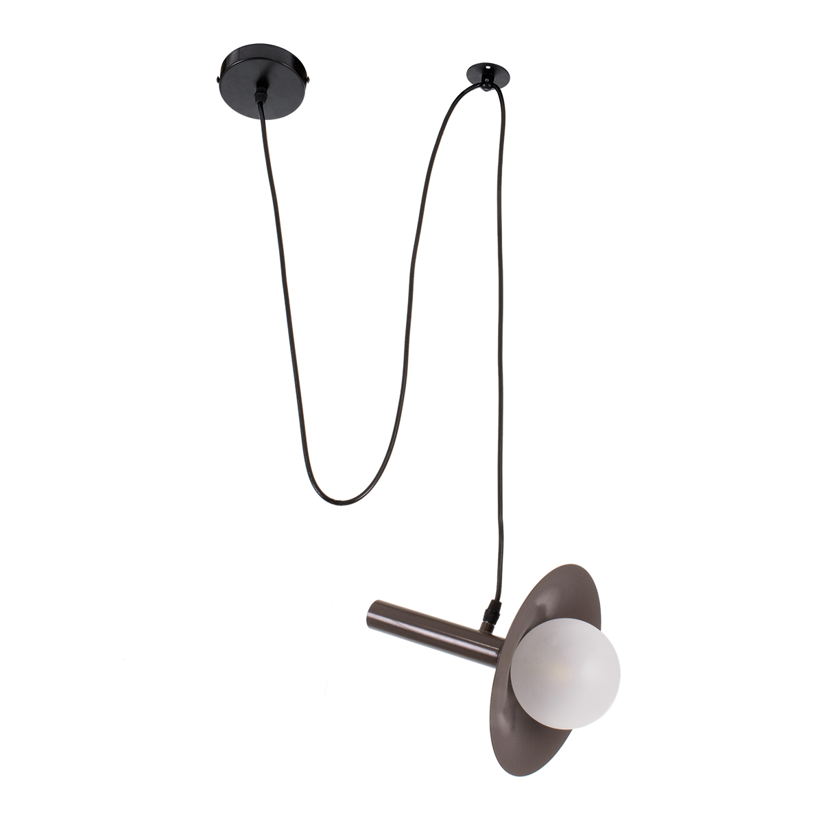 GLOBOSTAR® CELEST 00791 Μοντέρνο Κρεμαστό Φωτιστικό Οροφής με Ντουί 1 x G9 AC 220-240V IP20 - Καφέ & Λευκό - Μ20 x Π20 x Υ26.5cm - Image 2