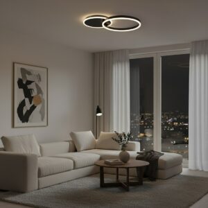 kelvo® VENOM KLV-101-0181 Φωτιστικό Οροφής LED 45W 4500lm 360° AC 220-240V IP20 Ρυθμιζόμενο Λευκό CCT με Χειριστήριο από 2700K έως 6000K Dimmable - Lumileds SMD Chip - Μαύρο Ματ - Μ60 x Π40 x Υ7.5cm - 3 Χρόνια Εγγύηση