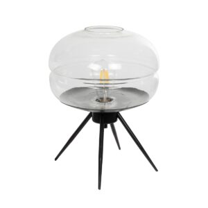 GLOBOSTAR® JAVAN 999-0036 Μοντέρνο Επιτραπέζιο Φωτιστικό Πορτατίφ με Ντουί 1 x E27 AC 220-240V IP20 - Διάφανο & Μαύρο - Μ30 x Π30 x Υ40cm