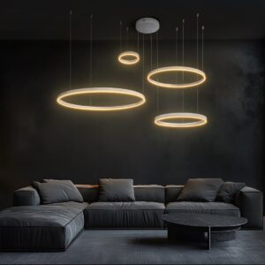 kelvo® VENOM KLV-101-0203 Κρεμαστό Φωτιστικό Οροφής LED 150W 15000lm 120° AC 220-240V IP20 Ρυθμιζόμενο Λευκό CCT με Χειριστήριο από 2700K έως 6000K Dimmable - Lumileds SMD Chip - Λευκό Ματ - Μ150 x Π90 x Υ60cm - 3 Χρόνια Εγγύηση