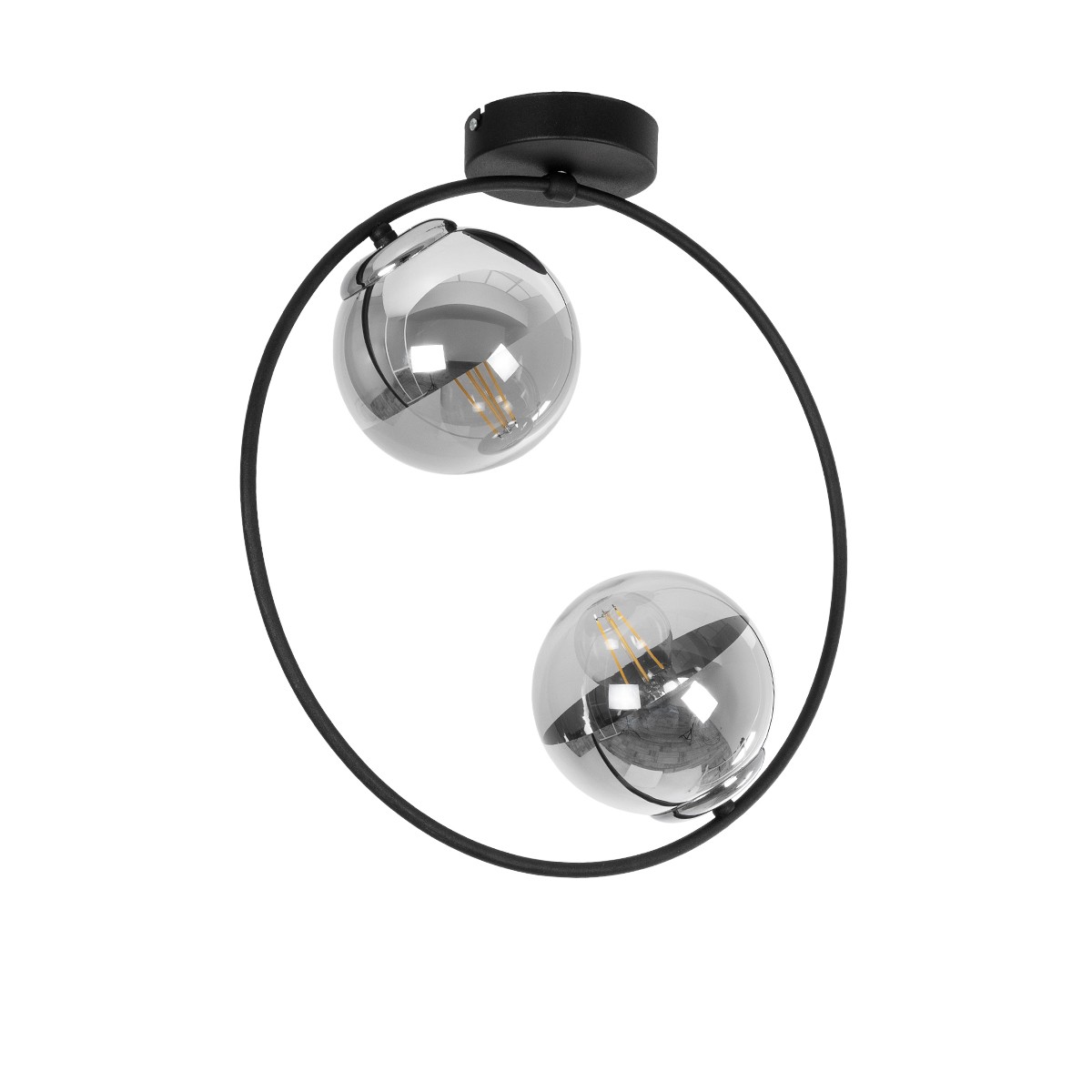 GLOBOSTAR® CITY 202-0040 Μοντέρνο Φωτιστικό Οροφής με Ντουί 2 x E27 AC 220-240V IP20 - Διάφανο & Μαύρο - Μ45 x Π15 x Υ55cm - Image 2