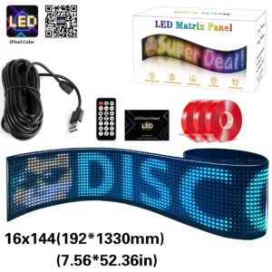 GLOBOSTAR® MATRIX GLB-106-0004 Εύκαμπτη Κυλιόμενη Ψηφιακή Επιγραφή 133x19.2cm P9 144x16 Pixel LED 10W DC 5V 2A με USB 2.0 Αδιάβροχο IP65 Πολύχρωμο RGB - Bluetooth Control μέσω iPIXEL APP - Μ133 x Π0.4 x Υ19.2cm - 2 Χρόνια Εγγύηση