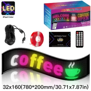 GLOBOSTAR® MATRIX GLB-106-0010 Εύκαμπτη Κυλιόμενη Ψηφιακή Επιγραφή 78x20cm P4.5 160x32 Pixel LED 20W AC 220-240V Αδιάβροχο IP65 Πολύχρωμο RGB - Bluetooth Control μέσω iPIXEL APP - Μ78 x Π0.4 x Υ20cm - 2 Χρόνια Εγγύηση