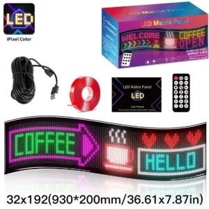 GLOBOSTAR® MATRIX GLB-106-0011 Εύκαμπτη Κυλιόμενη Ψηφιακή Επιγραφή 93x20cm P4.5 192x32 Pixel LED 20W AC 220-240V Αδιάβροχο IP65 Πολύχρωμο RGB - Bluetooth Control μέσω iPIXEL APP - Μ93 x Π0.4 x Υ20cm - 2 Χρόνια Εγγύηση