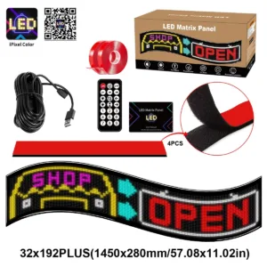 GLOBOSTAR® MATRIX GLB-106-0012 Εύκαμπτη Κυλιόμενη Ψηφιακή Επιγραφή 145x28cm P7 192x32 Pixel LED 20W AC 220-240V Αδιάβροχο IP65 Πολύχρωμο RGB - Bluetooth Control μέσω iPIXEL APP - Μ145 x Π0.4 x Υ28cm - 2 Χρόνια Εγγύηση