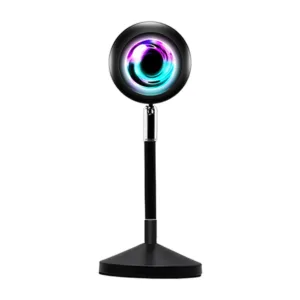 GLOBOSTAR® SUNSET GLB-106-0022 Επιτραπέζιο Φωτιστικό Πορτατίφ Προτζέκτορας Sunset με RF Ασύρματο Χειριστήριο & Λειτουργία μέσω WiFi APP LED 6W 360lm 60° AC 220-240V IP20 Πολύχρωμο RGB Dimmable - Sanan SMD Chip - Μαύρο - Μ10 x Π10 x Υ27cm - 2 Χρόνια Εγγύηση