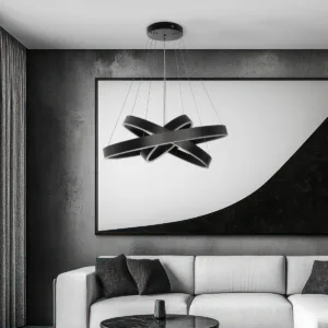 kelvo® VENOM KLV-101-0199-V2 Κρεμαστό Φωτιστικό Οροφής LED 120W 12000lm 120° AC 220-240V IP20 Ρυθμιζόμενο Λευκό CCT με Χειριστήριο από 2700K έως 6000K Dimmable - Lumileds SMD Chip - Μαύρο Ματ - Μ80 x Π80 x Υ80cm - 3 Χρόνια Εγγύηση