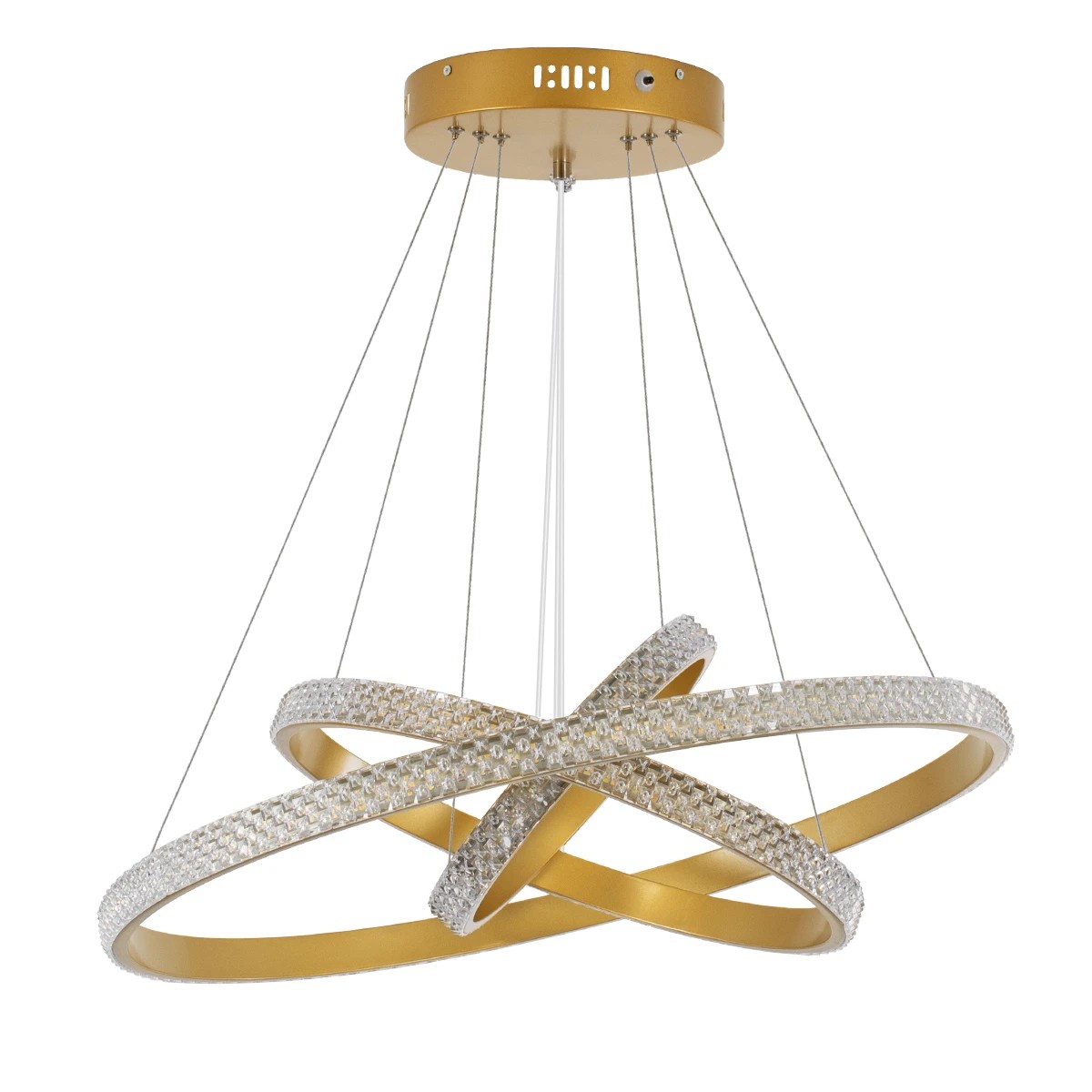 kelvo® DIAMOND KLV-101-0238-V2 Κρεμαστό Φωτιστικό Οροφής LED 100W 10000lm 180° AC 220-240V IP20 Ρυθμιζόμενο Λευκό CCT με Χειριστήριο από 2700K έως 6000K Dimmable - Lumileds SMD Chip - Χρυσό Πλατίνα - Μ60 x Π60 x Υ60cm - 3 Χρόνια Εγγύηση - Image 3