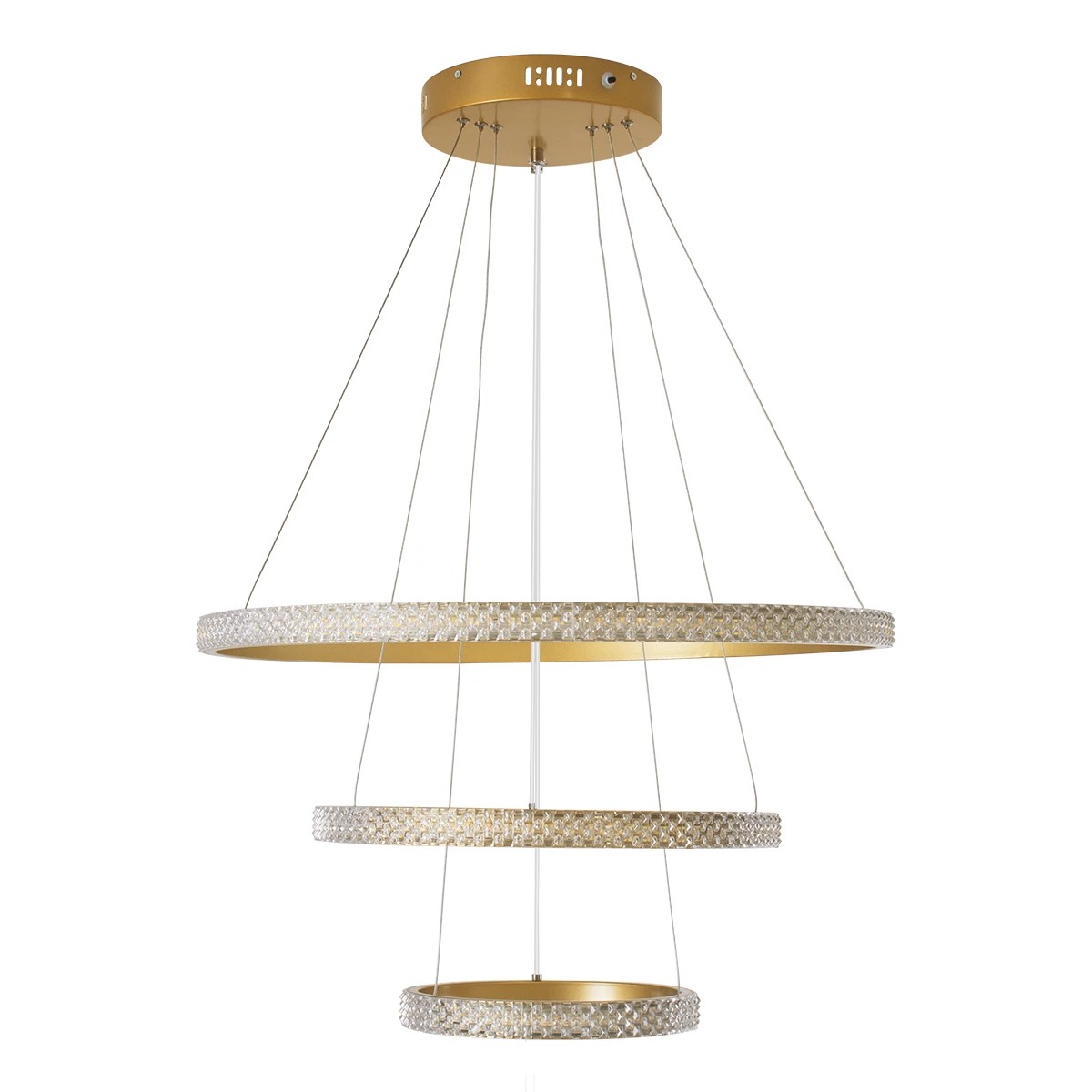 kelvo® DIAMOND KLV-101-0238-V2 Κρεμαστό Φωτιστικό Οροφής LED 100W 10000lm 180° AC 220-240V IP20 Ρυθμιζόμενο Λευκό CCT με Χειριστήριο από 2700K έως 6000K Dimmable - Lumileds SMD Chip - Χρυσό Πλατίνα - Μ60 x Π60 x Υ60cm - 3 Χρόνια Εγγύηση - Image 5