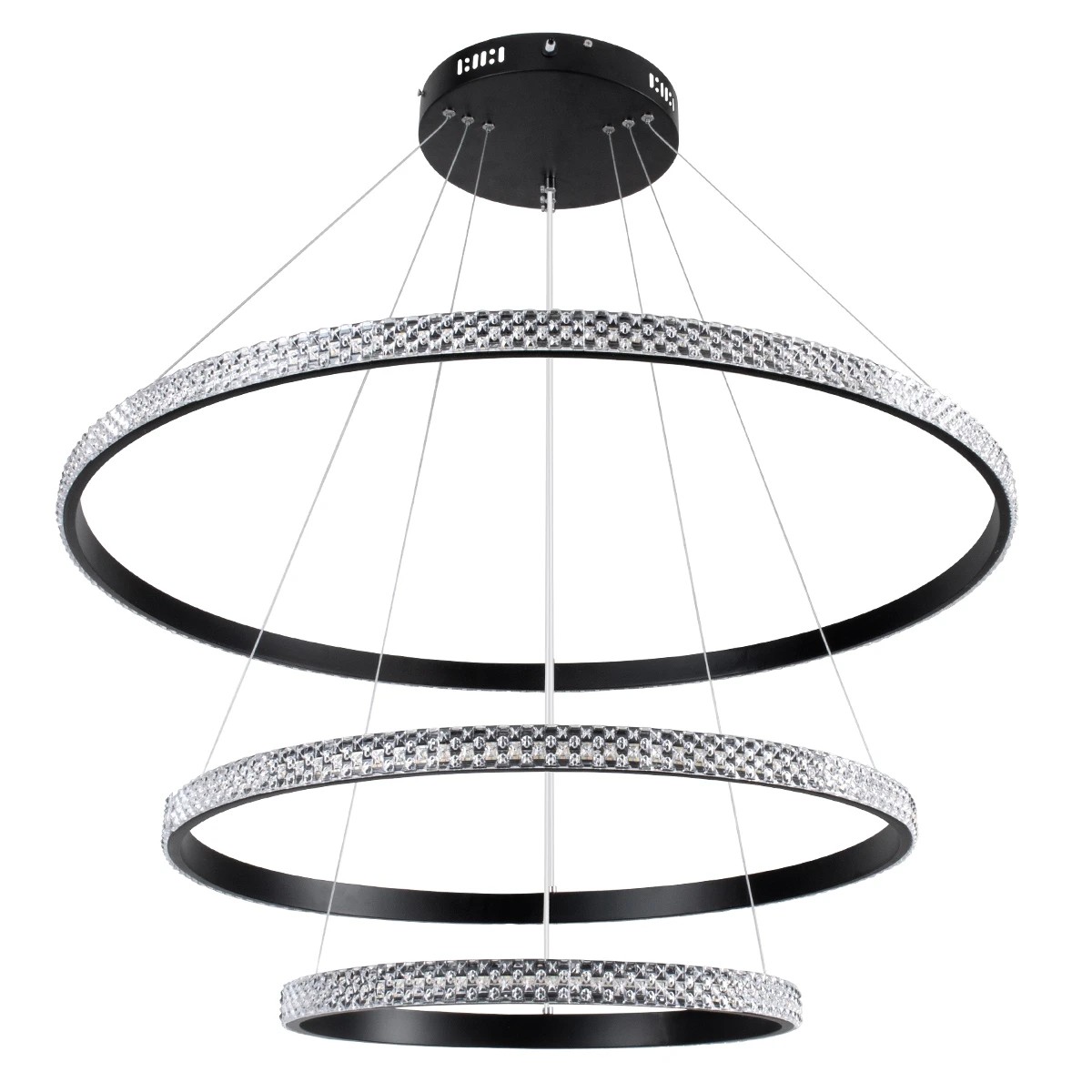 kelvo® DIAMOND KLV-101-0239 Κρεμαστό Φωτιστικό Οροφής LED 120W 12000lm 180° AC 220-240V IP20 Ρυθμιζόμενο Λευκό CCT με Χειριστήριο από 2700K έως 6000K Dimmable - Lumileds SMD Chip - Μαύρο Ματ - Μ80 x Π80 x Υ80cm - 3 Χρόνια Εγγύηση - Image 3