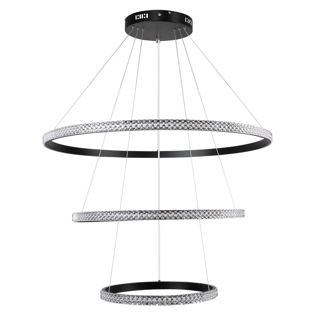 kelvo® DIAMOND KLV-101-0239 Κρεμαστό Φωτιστικό Οροφής LED 120W 12000lm 180° AC 220-240V IP20 Ρυθμιζόμενο Λευκό CCT με Χειριστήριο από 2700K έως 6000K Dimmable - Lumileds SMD Chip - Μαύρο Ματ - Μ80 x Π80 x Υ80cm - 3 Χρόνια Εγγύηση - Image 4