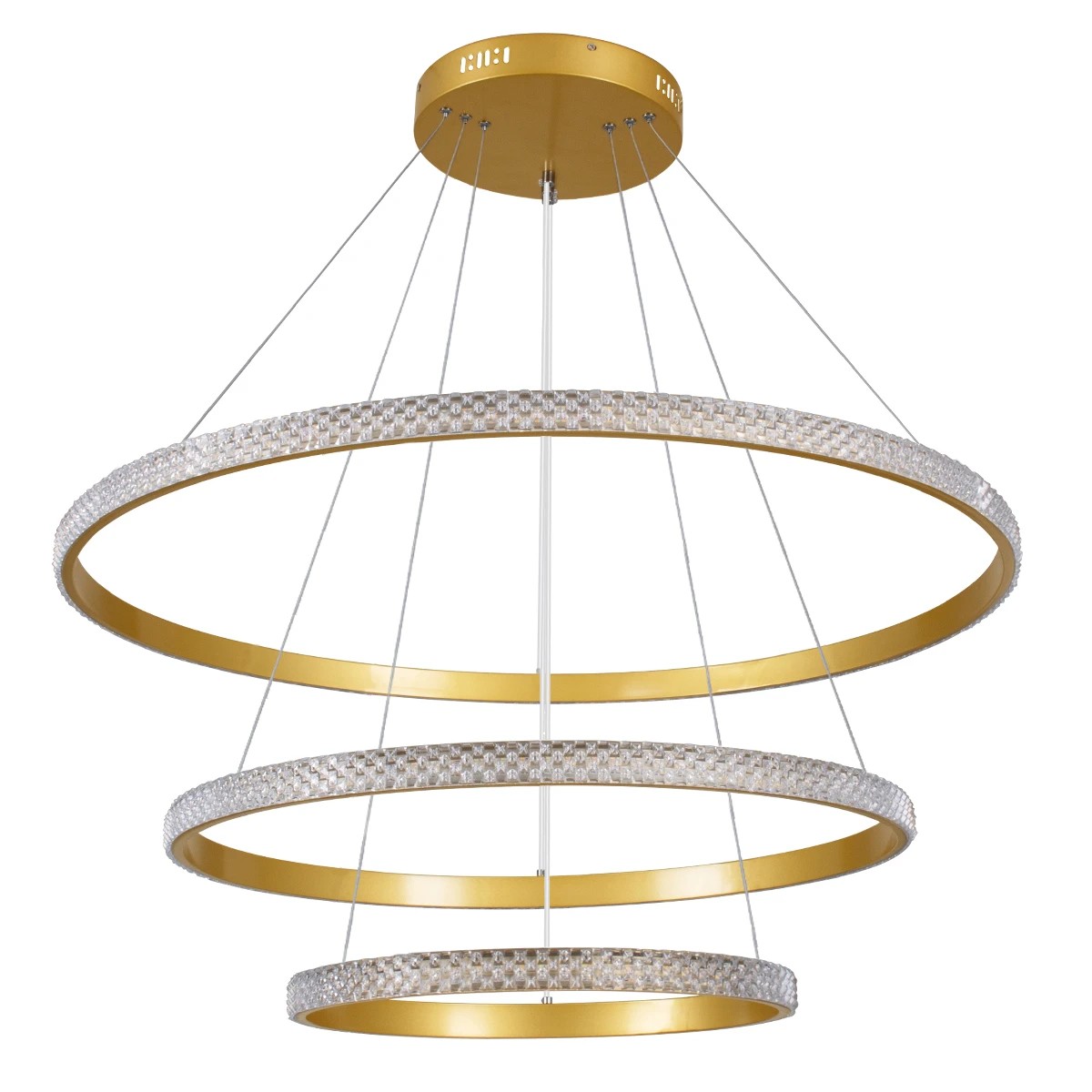 kelvo® DIAMOND KLV-101-0240 Κρεμαστό Φωτιστικό Οροφής LED 120W 12000lm 180° AC 220-240V IP20 Ρυθμιζόμενο Λευκό CCT με Χειριστήριο από 2700K έως 6000K Dimmable - Lumileds SMD Chip - Χρυσό Πλατίνα - Μ80 x Π80 x Υ80cm - 3 Χρόνια Εγγύηση - Image 3