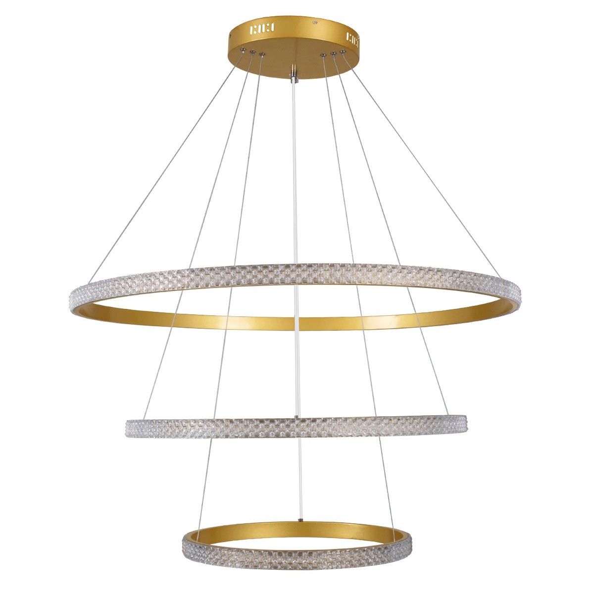 kelvo® DIAMOND KLV-101-0240 Κρεμαστό Φωτιστικό Οροφής LED 120W 12000lm 180° AC 220-240V IP20 Ρυθμιζόμενο Λευκό CCT με Χειριστήριο από 2700K έως 6000K Dimmable - Lumileds SMD Chip - Χρυσό Πλατίνα - Μ80 x Π80 x Υ80cm - 3 Χρόνια Εγγύηση - Image 4
