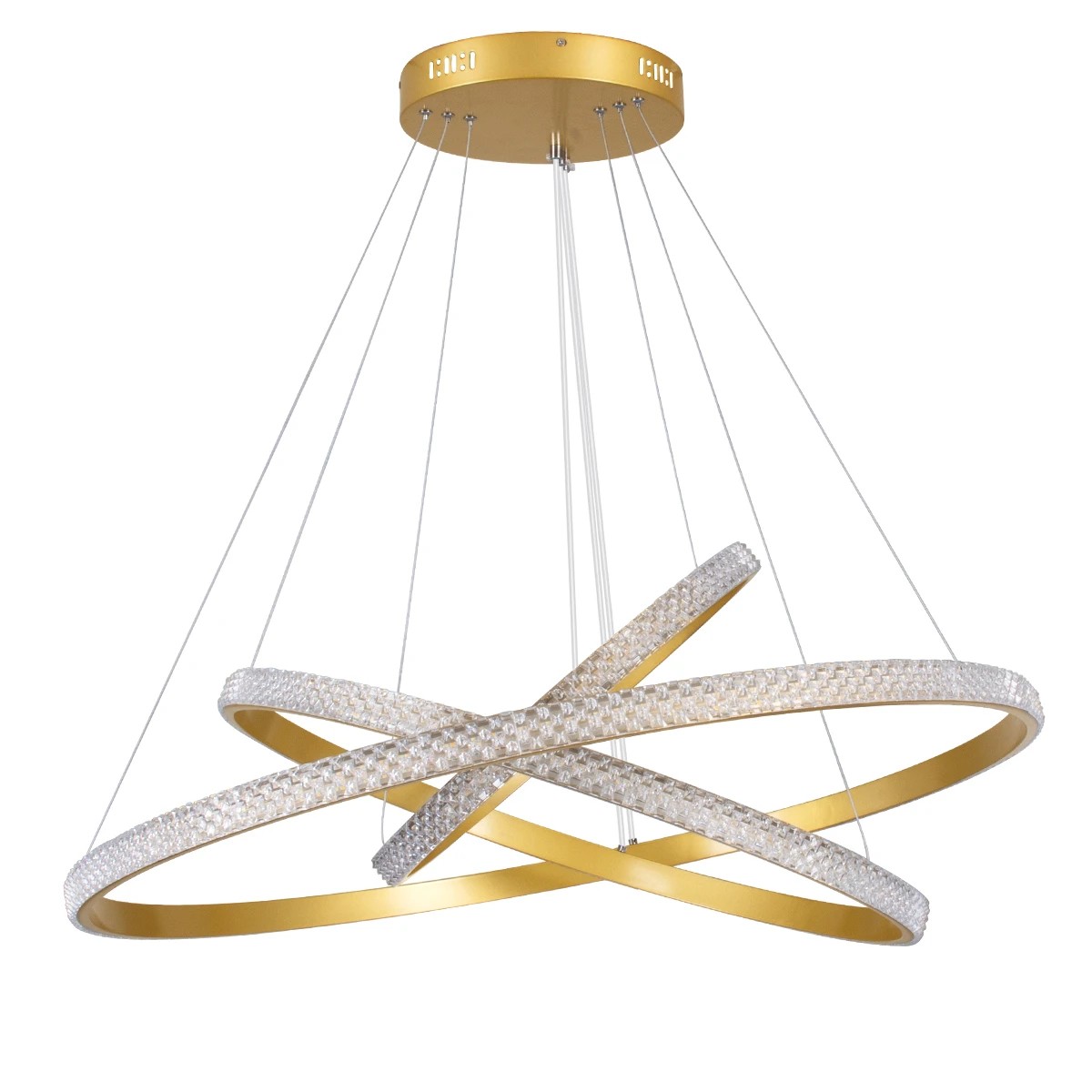 kelvo® DIAMOND KLV-101-0240 Κρεμαστό Φωτιστικό Οροφής LED 120W 12000lm 180° AC 220-240V IP20 Ρυθμιζόμενο Λευκό CCT με Χειριστήριο από 2700K έως 6000K Dimmable - Lumileds SMD Chip - Χρυσό Πλατίνα - Μ80 x Π80 x Υ80cm - 3 Χρόνια Εγγύηση - Image 6