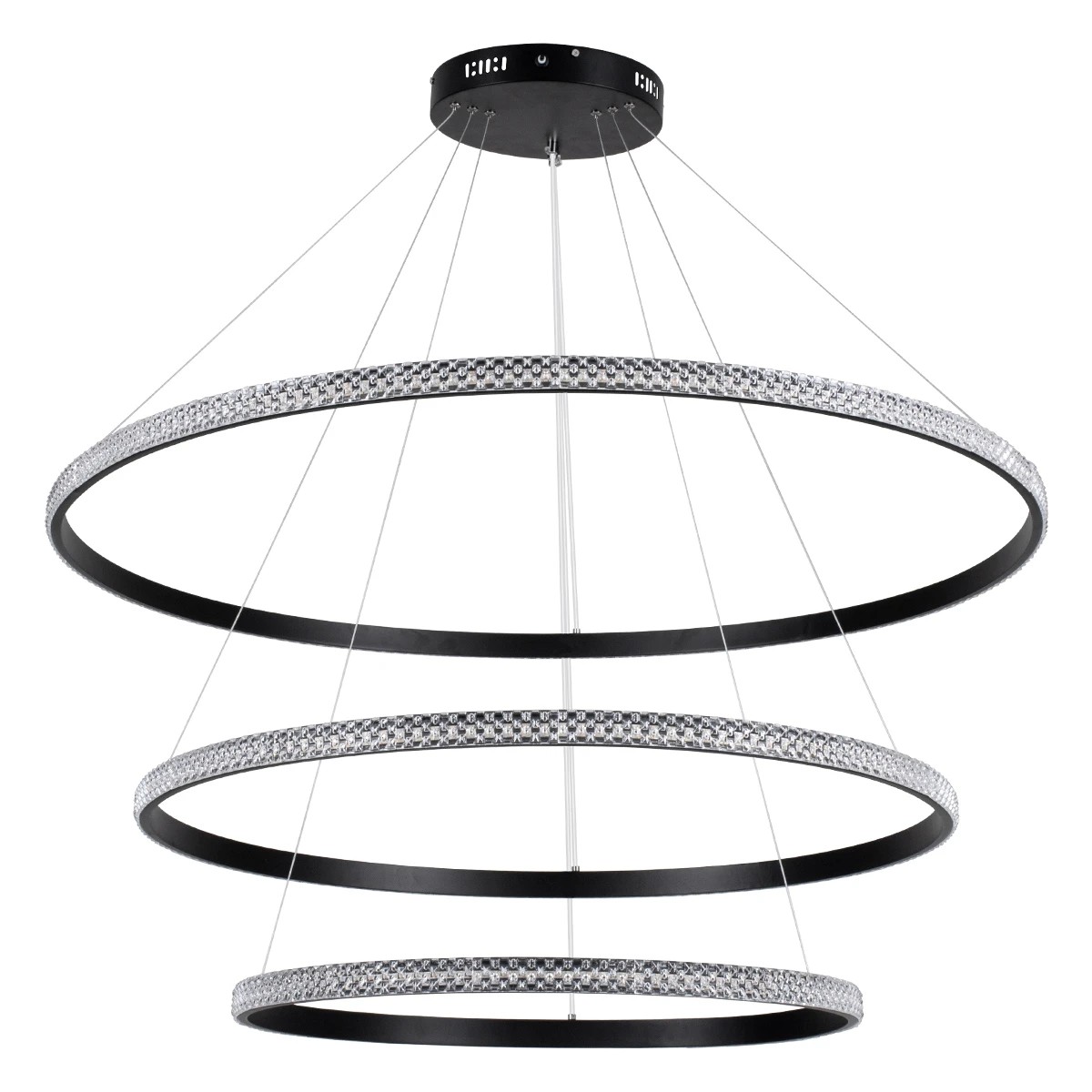 kelvo® DIAMOND KLV-101-0241 Κρεμαστό Φωτιστικό Οροφής LED 150W 15000lm 180° AC 220-240V IP20 Ρυθμιζόμενο Λευκό CCT με Χειριστήριο από 2700K έως 6000K Dimmable - Lumileds SMD Chip - Μαύρο Ματ - Μ100 x Π100 x Υ100cm - 3 Χρόνια Εγγύηση - Image 3