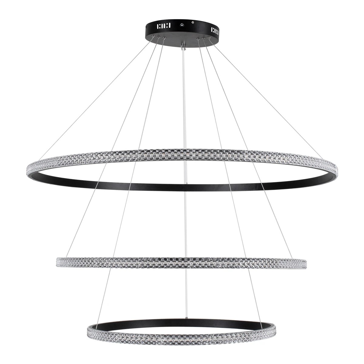 kelvo® DIAMOND KLV-101-0241 Κρεμαστό Φωτιστικό Οροφής LED 150W 15000lm 180° AC 220-240V IP20 Ρυθμιζόμενο Λευκό CCT με Χειριστήριο από 2700K έως 6000K Dimmable - Lumileds SMD Chip - Μαύρο Ματ - Μ100 x Π100 x Υ100cm - 3 Χρόνια Εγγύηση - Image 4