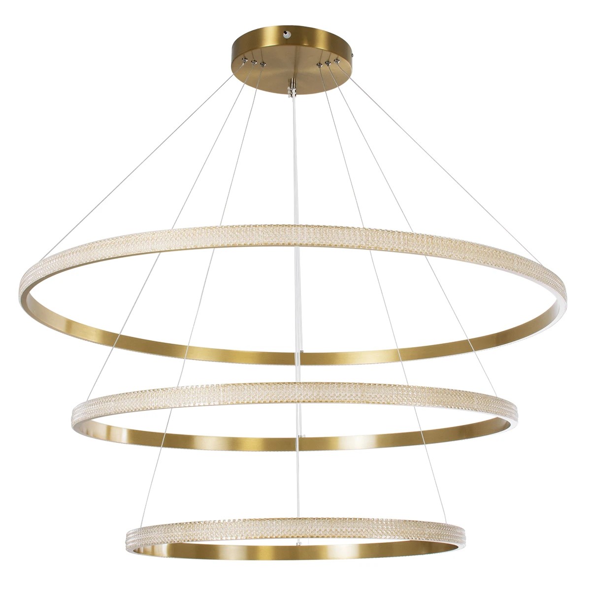 kelvo® DIAMOND KLV-101-0242 Κρεμαστό Φωτιστικό Οροφής LED 150W 15000lm 180° AC 220-240V IP20 Ρυθμιζόμενο Λευκό CCT με Χειριστήριο από 2700K έως 6000K Dimmable - Lumileds SMD Chip - Χρυσό Πλατίνα - Μ100 x Π100 x Υ100cm - 3 Χρόνια Εγγύηση - Image 3