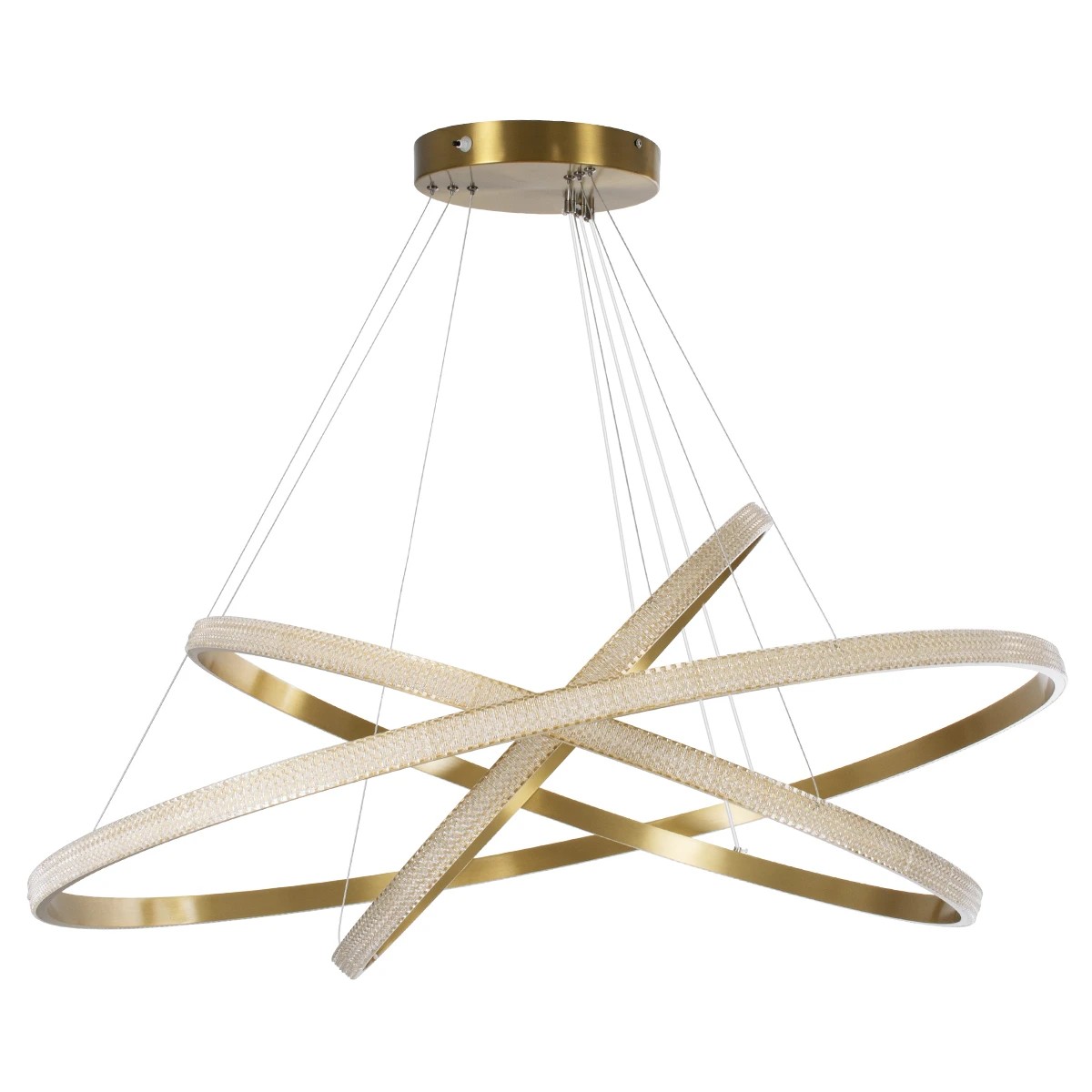 kelvo® DIAMOND KLV-101-0242-V2 Κρεμαστό Φωτιστικό Οροφής LED 150W 15000lm 180° AC 220-240V IP20 Ρυθμιζόμενο Λευκό CCT με Χειριστήριο από 2700K έως 6000K Dimmable - Lumileds SMD Chip - Χρυσό Πλατίνα - Μ100 x Π100 x Υ100cm - 3 Χρόνια Εγγύηση - Image 3