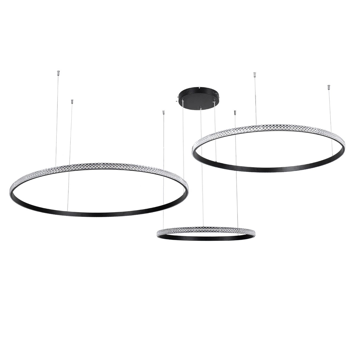 kelvo® DIAMOND KLV-101-0245 Κρεμαστό Φωτιστικό Οροφής LED 150W 15000lm 180° AC 220-240V IP20 Ρυθμιζόμενο Λευκό CCT με Χειριστήριο από 2700K έως 6000K Dimmable - Lumileds SMD Chip - Μαύρο Ματ - Μ170 x Π170 x Υ60cm - 3 Χρόνια Εγγύηση - Image 3