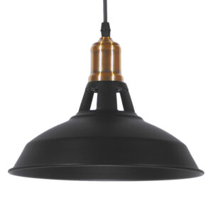 GLOBOSTAR® ANER 01073 Vintage Κρεμαστό Φωτιστικό Οροφής με Ντουί 1 x E27 AC 220-240V IP20 - Μαύρο & Χρυσό - Μ27.5 x Π27.5 x Υ19cm