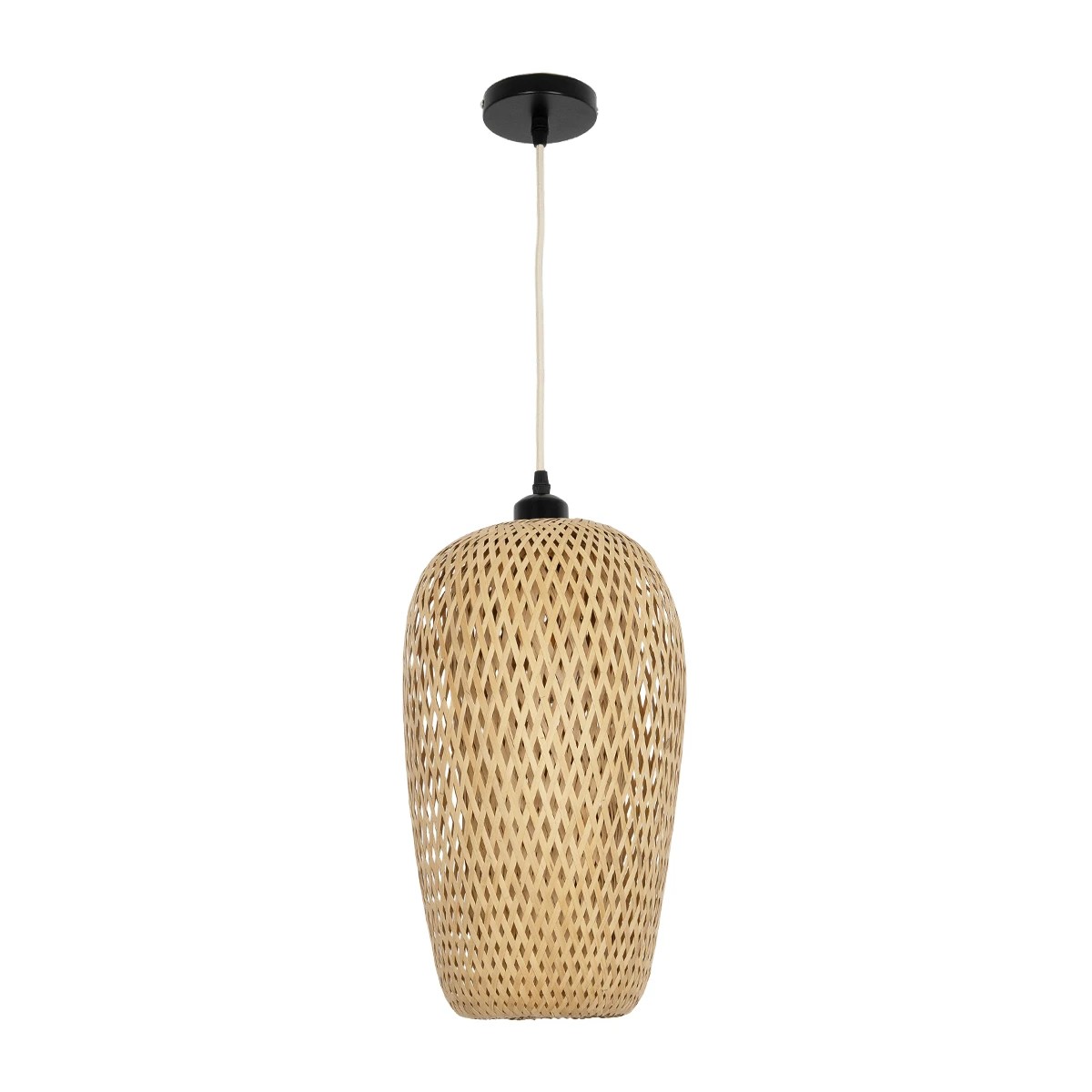 GLOBOSTAR® SAN TROPEZ 00764 Boho Κρεμαστό Φωτιστικό Οροφής με Ντουί 1 x E27 AC 220-240V IP20 - Μπεζ - Μ23 x Π23 x Υ42cm - Image 3