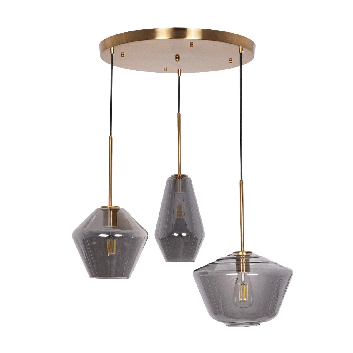GLOBOSTAR® AMARIS 00976 Μοντέρνο Κρεμαστό Φωτιστικό Οροφής με Ντουί 3 x E27 AC 220-240V IP20 - Χρυσό & Ασημί - Μ70 x Π60 x Y50cm - Image 3