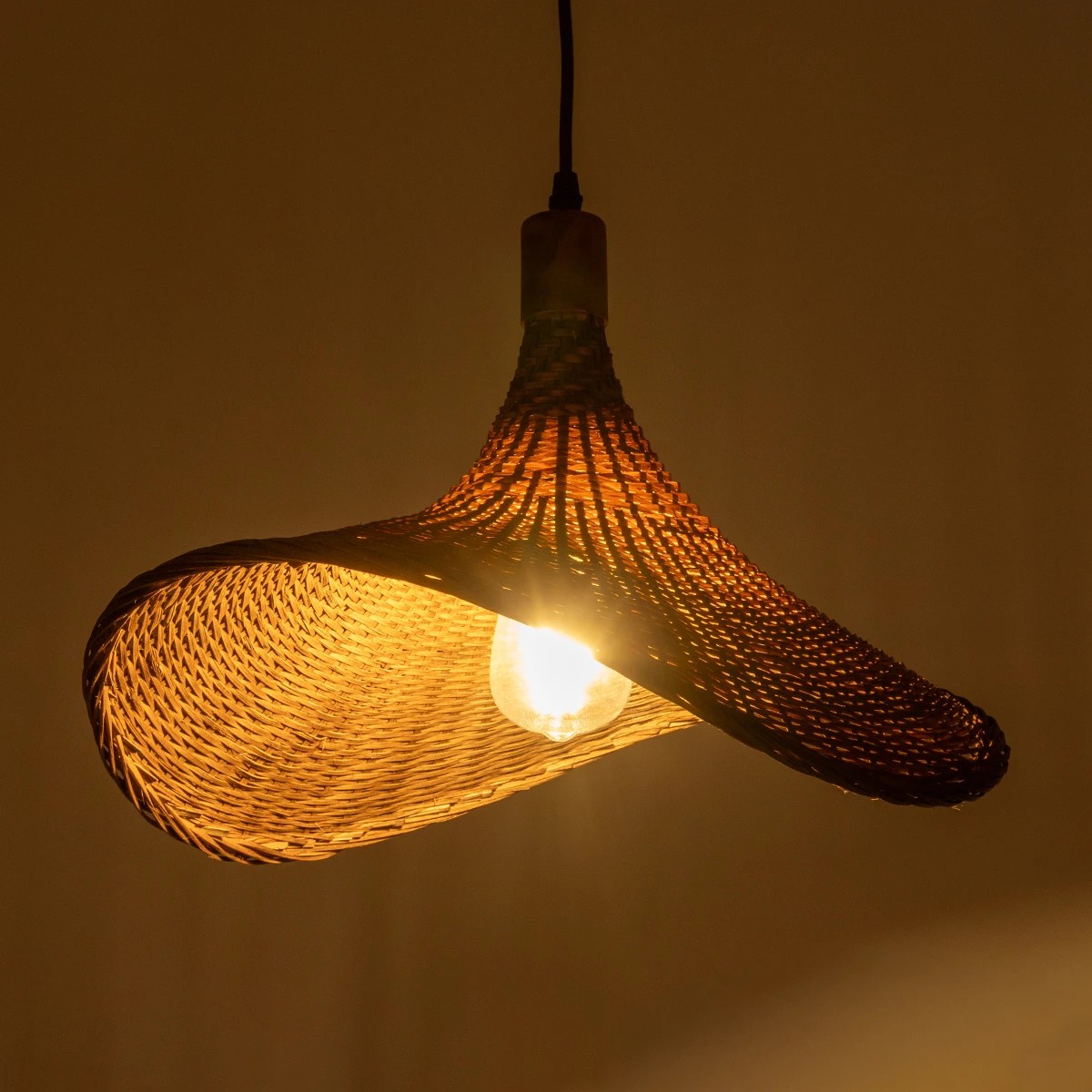 GLOBOSTAR® CUBA 01718 Boho Κρεμαστό Φωτιστικό Οροφής με Ντουί 1 x E27 AC 220-240V IP20 - Καφέ - Μ43 x Π40 x Y28cm - Image 2