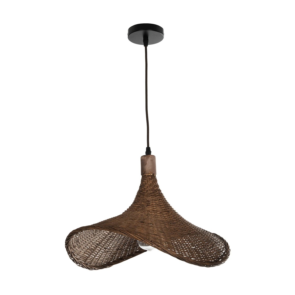 GLOBOSTAR® CUBA 01718 Boho Κρεμαστό Φωτιστικό Οροφής με Ντουί 1 x E27 AC 220-240V IP20 - Καφέ - Μ43 x Π40 x Y28cm - Image 3