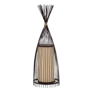 GLOBOSTAR® AZORES 01754 Boho Επιδαπέδιο Φωτιστικό με Ντουί 1 x E27 AC 220-240V IP20 - Καφέ & Μπεζ - Μ30 x Π30 x Υ90cm