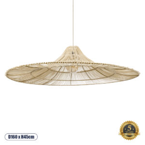 GLOBOSTAR® PALERMO 02311 Boho Κρεμαστό Φωτιστικό Οροφής με Ντουί 1 x E27 AC 220-240V IP20 - Μπεζ - Μ160 x Π160 x Υ45cm