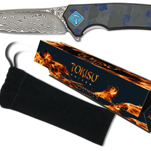 ΣΟΥΓΙΑΣ TOKISU Damascus penknife. CNC.Blue fiber, 18886, 6.80cm, 18886