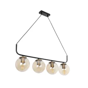 GLOBOSTAR® LATTICE 203-0018 Μοντέρνο Κρεμαστό Φωτιστικό Οροφής με Ντουί 4 x E27 AC 220-240V IP20 - Μαύρο & Μπρούτζινο - Μ78 x Π15 x Υ81cm